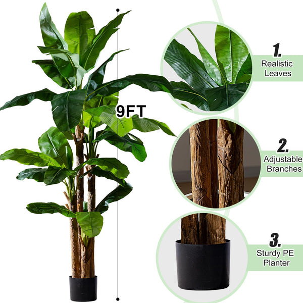 Tall Artificial Banana Tree — Indoor Outdoor Faux Tropical Plant