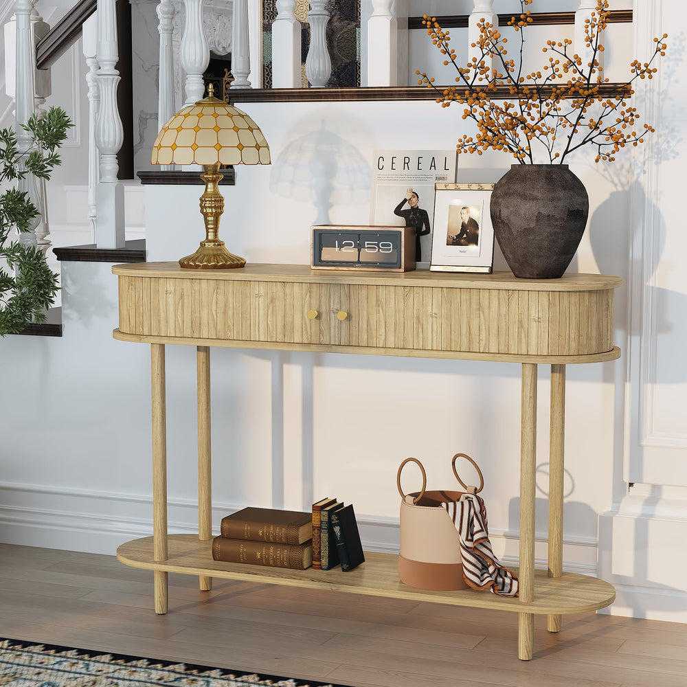 Modern 47.2" Console Table with Tambour Door Storage