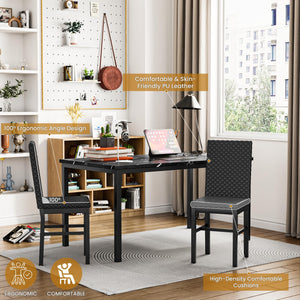 7-Piece Faux Marble Dining Table Set for 6 with PU Leather Chairs