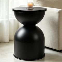 Mid-Century Modern Round Drum Side Table with Removable Lid