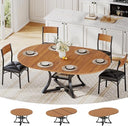 Expandable Round Dining Table Set for 4-8 – 5-Piece with Cushion Chairs