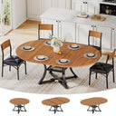 Round Extendable Dining Table Set for 4-8 — 5-Piece Kitchen Table with 4 Cushion Chairs