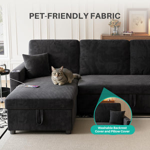 Convertible Sectional Sleeper Sofa with Storage & USB Charging