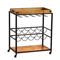 Transitional Bar Cart with Wine Rack