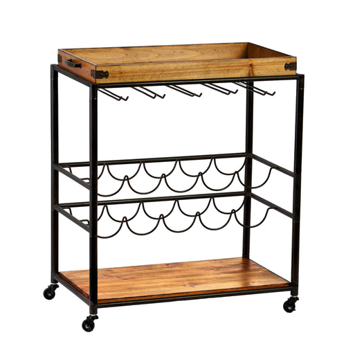 Transitional Bar Cart with Wine Rack