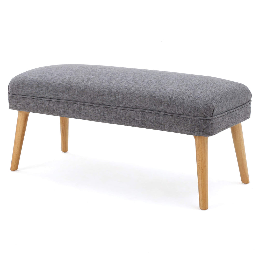 Mid Century Modern Fabric Ottoman – Light Grey