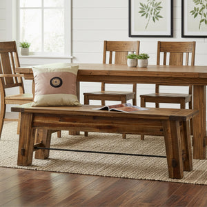 60-Inch Solid Wood Entryway & Dining Bench – Rustic Industrial Style