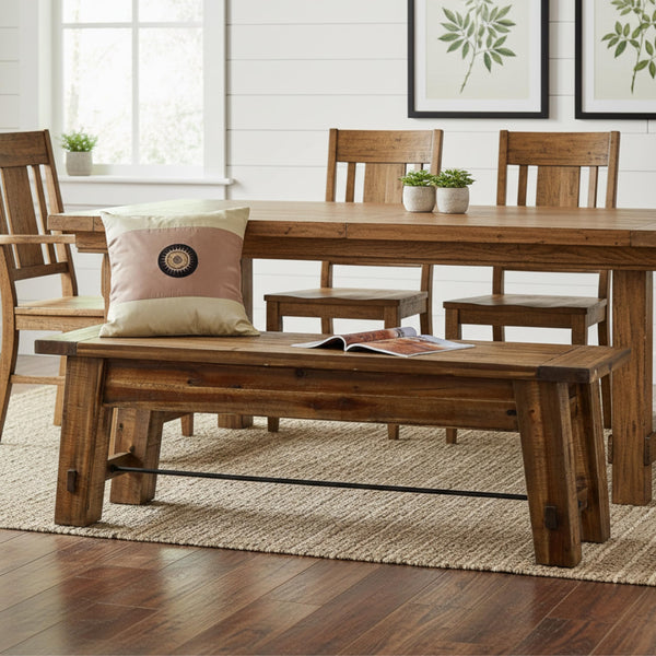 60-Inch Solid Wood Entryway & Dining Bench – Rustic Industrial Style