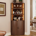 Corner Bar Cabinet with LED Lights & Sliding Door