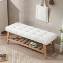Upholstered Storage Bench with Shoe Shelf