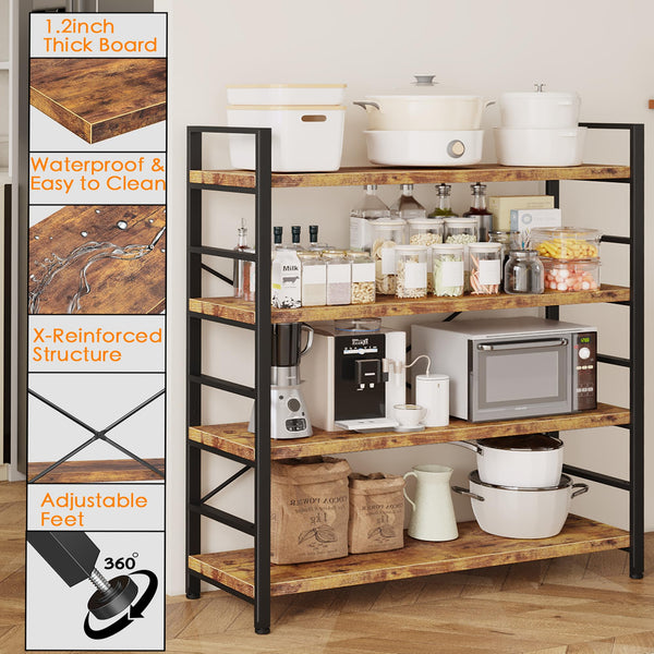4-Tier Adjustable Bookshelf with Metal Frame