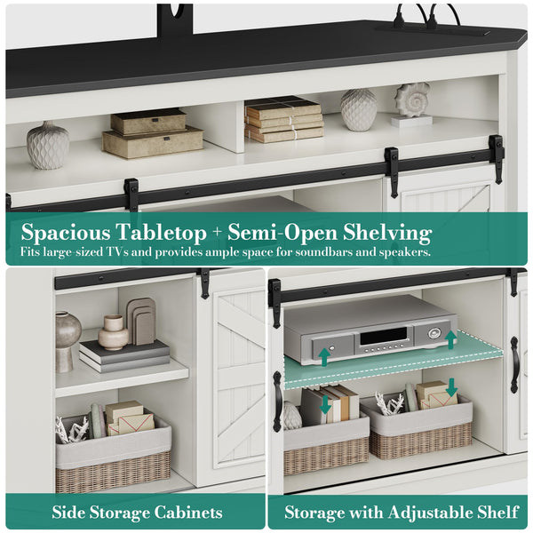 Corner TV Stand with Power Outlet & Storage for 70 Inch TV