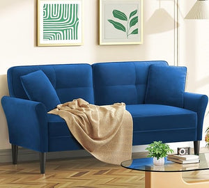 69" Velvet Loveseat Sofa with 2 Pillows | 700lb Capacity | Tool-Free Setup