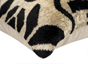 Velvet Throw Pillow with Down Feather Insert – 16x24, Black & White Abstract