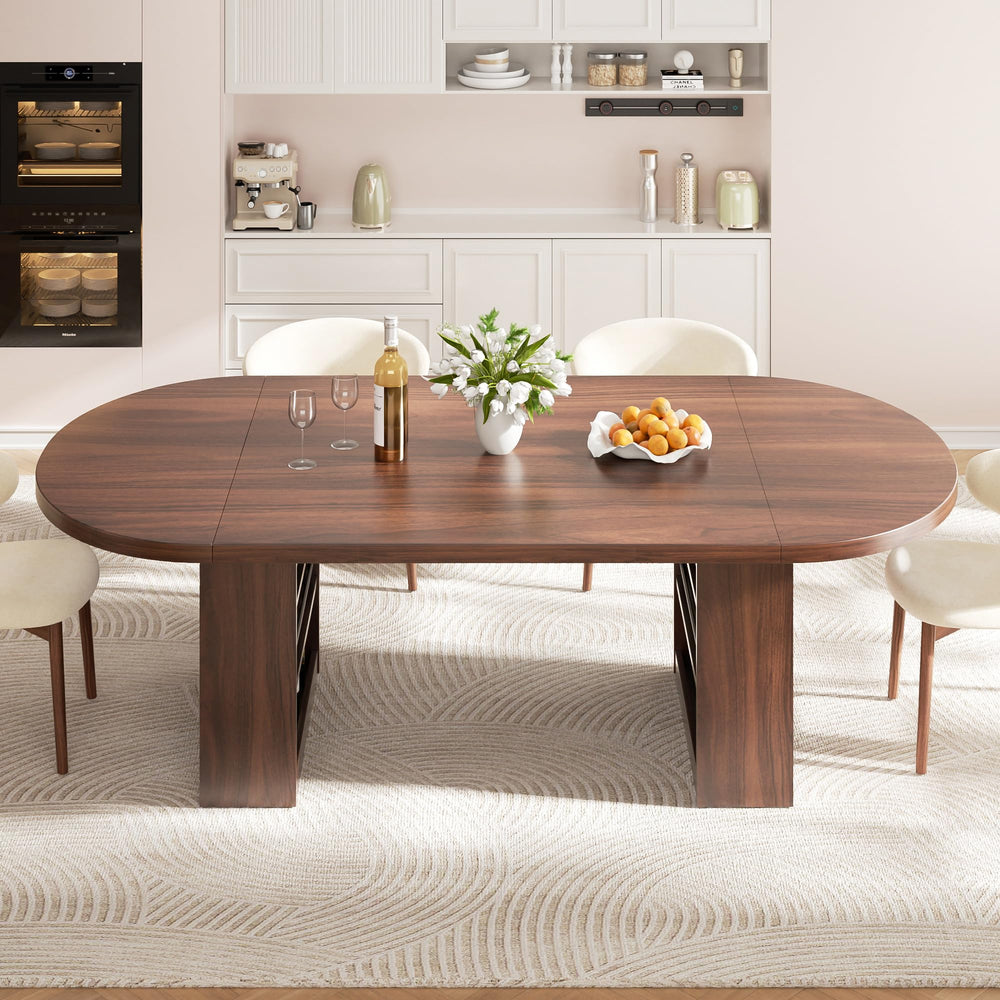 Oval Dining Table with Storage Shelves — Seats 6 to 10