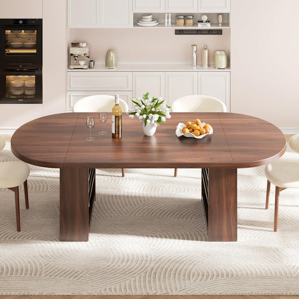 Oval Dining Table with Storage Shelves — Seats 6 to 10