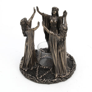 Triple Goddess Cold Cast Bronze Resin Candle Holder