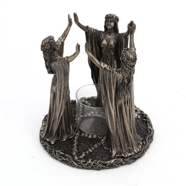 Triple Goddess Cold Cast Bronze Resin Candle Holder