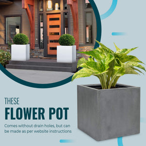 White Square Fiberstone Planter Pot 24 Inch