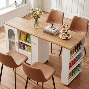 Rolling Kitchen Island with Extendable Table & Storage