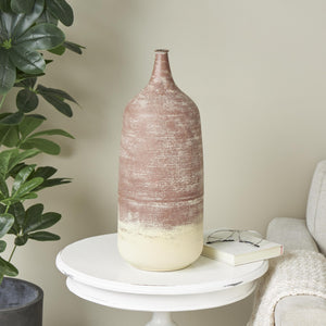 Large Round Iron Decorative Vase – Copper Ombre Farmhouse Centerpiece