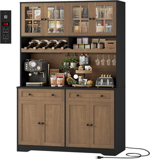 Tall Kitchen Pantry Cabinet with Charging Station