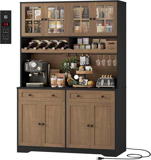 Tall Kitchen Pantry Cabinet with Charging Station