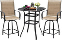 Outdoor Swivel Bar Stools Set – Metal Frame Patio Counter Height Chairs