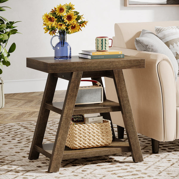 3-Tier Farmhouse End Table with Storage