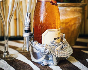 Alligator Wine Coaster & Bottle Stopper Set