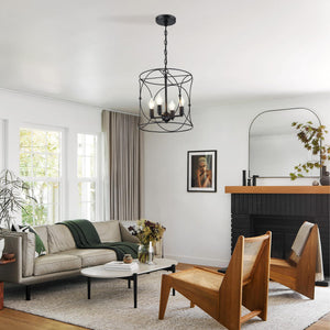 4-Light Black Metal Farmhouse Chandelier