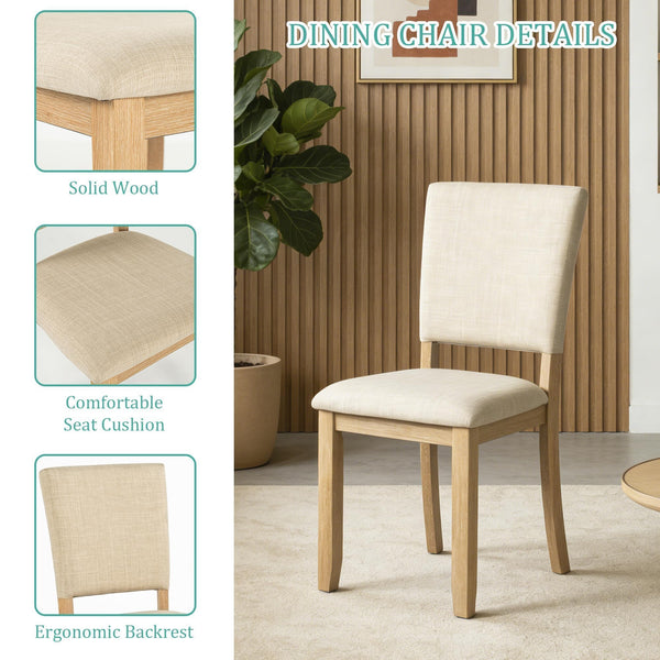 5-Piece Round Dining Table Set with 4 Upholstered Chairs