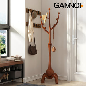 Freestanding Wood Coat Rack with 8 Hooks