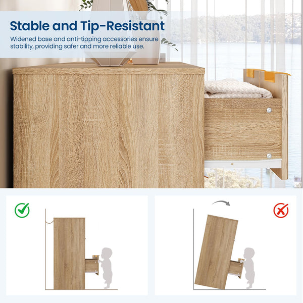 10-Drawer Fluted Dresser with Gold Handles