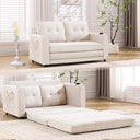 55" Convertible Loveseat Sofa Bed with Side Pockets & Cup Holder