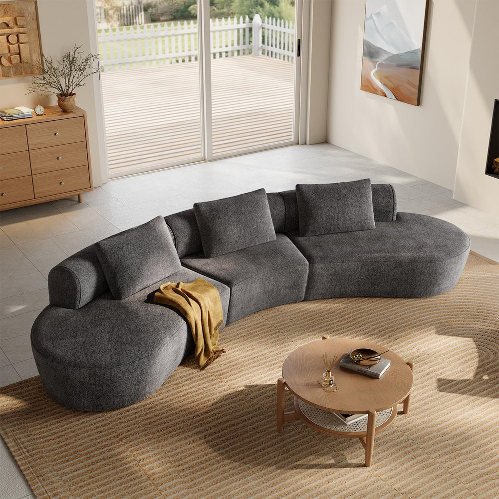 Modular Cloud Sectional Sofa – Curved Chenille, No Assembly