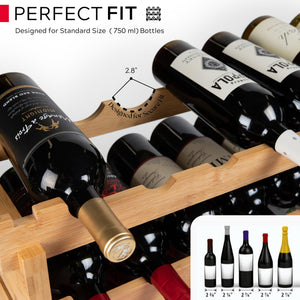 72-Bottle Stackable Bamboo Wine Rack, 8-Tier