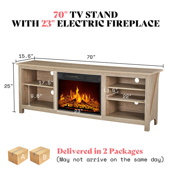 70" Fireplace TV Stand with Electric Fireplace