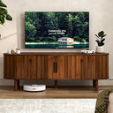 Mid-Century TV Stand with Sliding Doors & Storage Cabinets