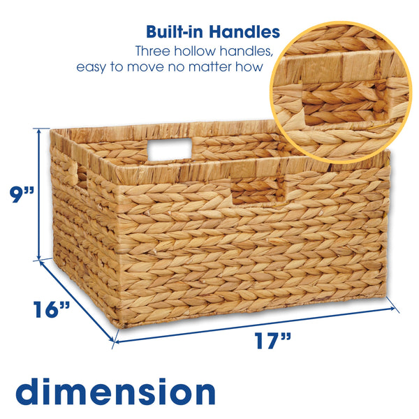 Water Hyacinth Storage Baskets with Handles – Set of 3