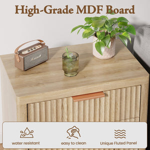 3-Drawer Nightstand with Fluted Design & Metal Handle
