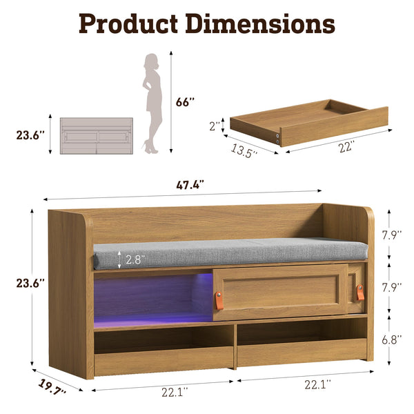 Entryway Bench with Storage & UV Shoe Organizer