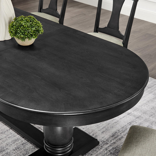 Extendable Oval Dining Table Set for 6-8