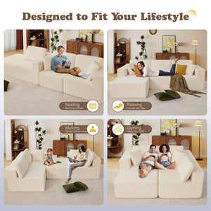 109" L-Shaped Modular Sectional Sofa