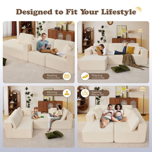 109" L-Shaped Modular Sectional Sofa