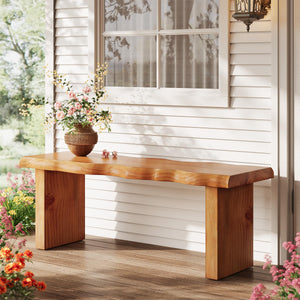 47" Solid Pine Wood Bench – Farmhouse Entryway & Dining Bench