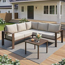 L-Shaped Outdoor Sectional Sofa Set with Coffee Table