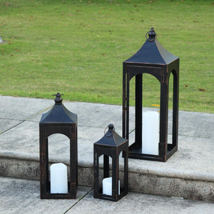 Metal Lanterns Set of 3 with LED Candles – Indoor & Outdoor Candle Holders