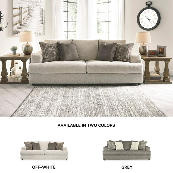 Cream Chenille Sleeper Sofa with Accent Pillows – 96" 3-Seat