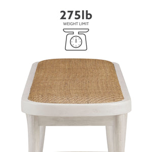 White Bentwood Bench with Rattan Seat